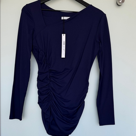 Susana Monaco Tops - NWT Susana Monaco Navy or very dark Violet. Ruched Long Sleeve Top